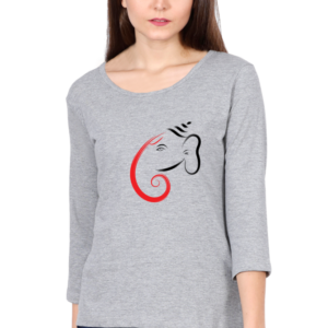 Lord Ganesha V5 Female Round Neck Full Sleeve Classic T-Shirt