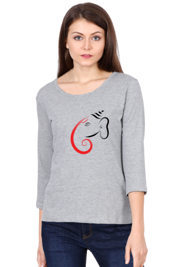 Lord Ganesha V5 Female Round Neck Full Sleeve Classic T-Shirt