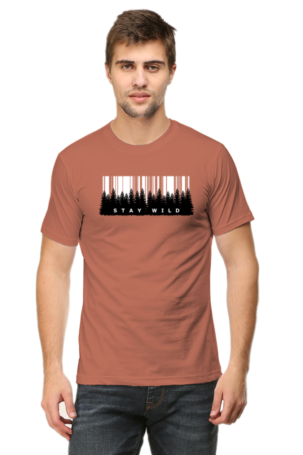 Stay Wild Forest Male Round Neck Half Sleeve Classic T-Shirt
