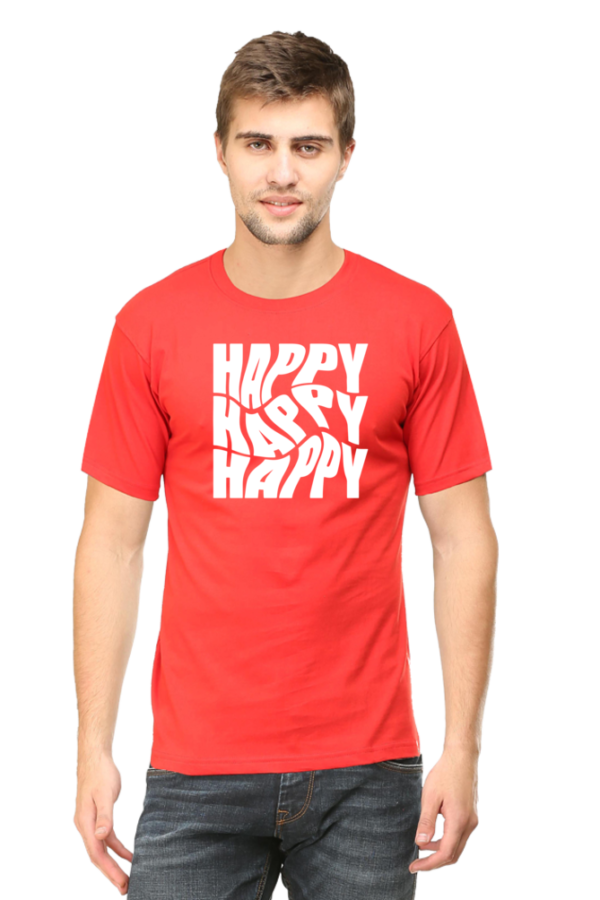 Happy Happy Happy Male Round Neck Half Sleeve Classic T-Shirt - Image 14