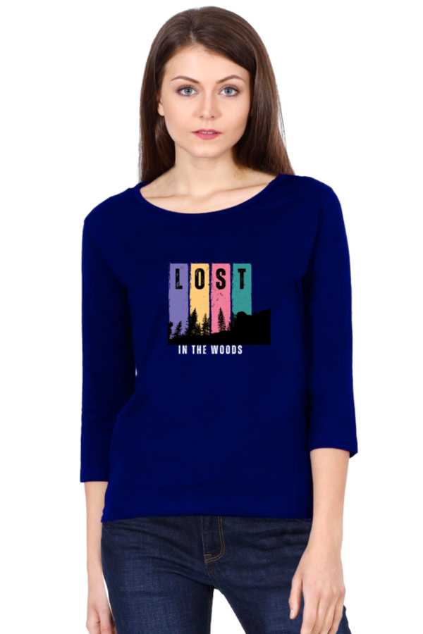 Lost In The Woods Female Round Neck Full Sleeve Classic T-Shirt