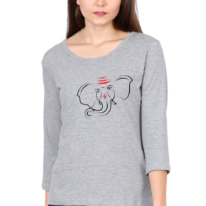 Lord Ganesha V6 Female Round Neck Full Sleeve Classic T-Shirt