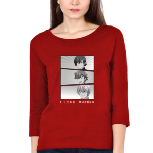 I Love Manga Female Round Neck Full Sleeve Classic T-Shirt