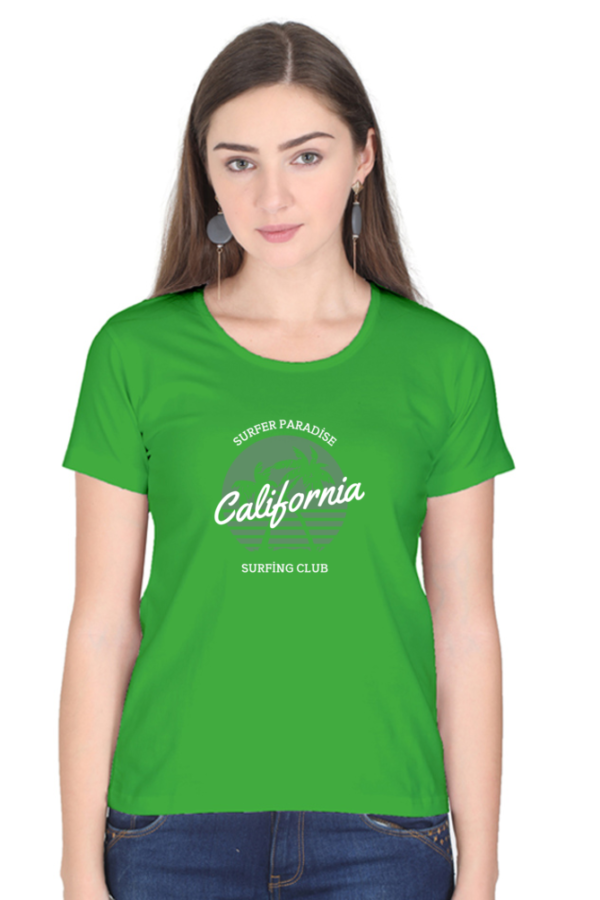 Surfer Paradise California Surfer Club Female Round Neck Half Sleeve Classic T-Shirt - Image 6