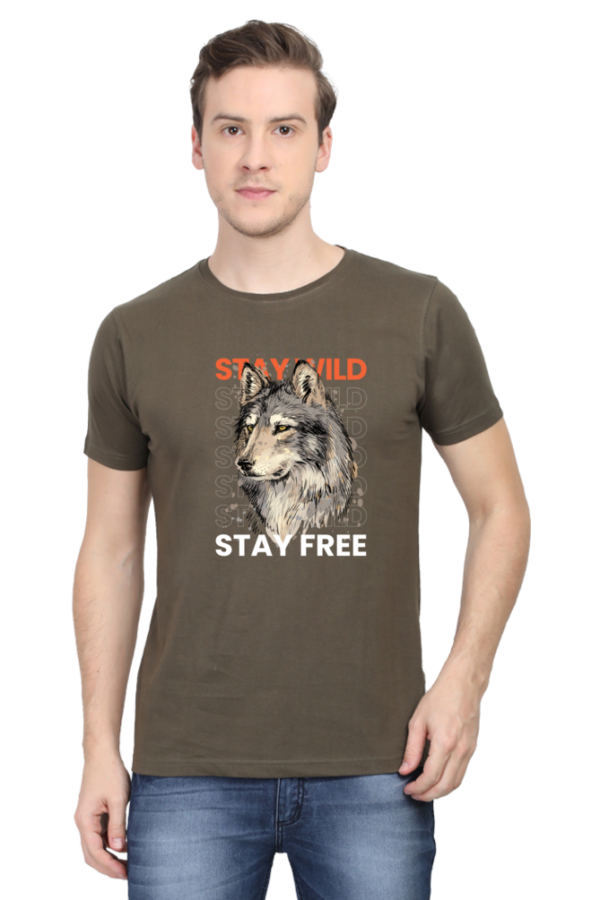 Stay Wild Stay Free Male Round Neck Half Sleeve Classic T-Shirt