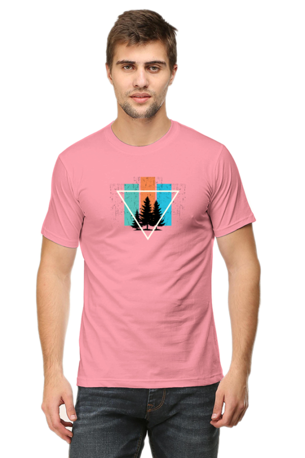 Trees Abstract Male Round Neck Half Sleeve Classic T-Shirt