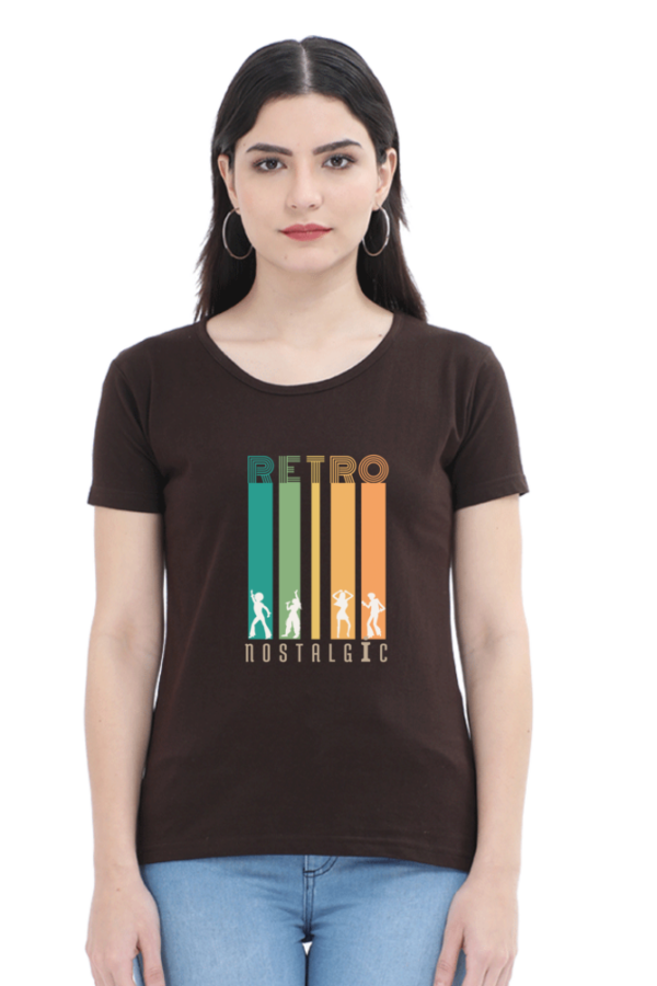 Retro Nostalgic Female Round Neck Half Sleeve Classic T-Shirt