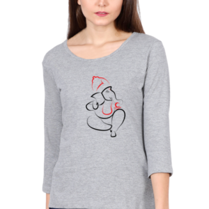 Lord Ganesha V7 Female Round Neck Full Sleeve Classic T-Shirt