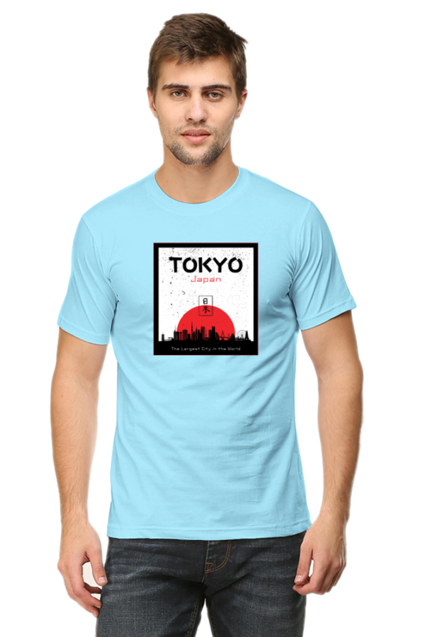 Tokyo Japan Male Round Neck Half Sleeve Classic T-Shirt - Image 3