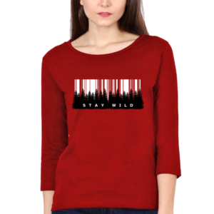 Stay Wild Forest Female Round Neck Full Sleeve Classic T-Shirt