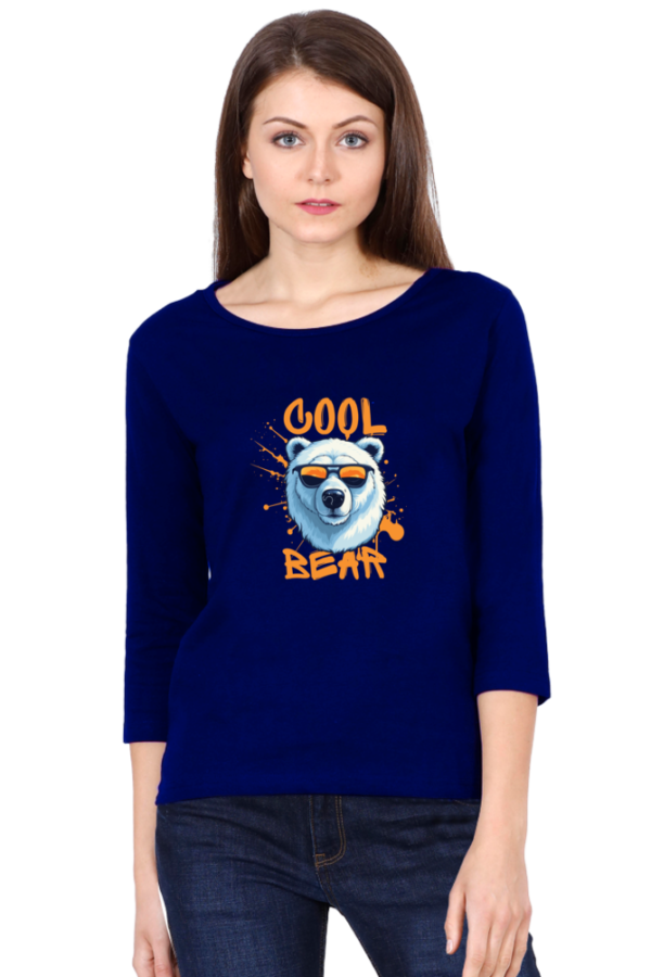 Cool Bear Female Round Neck Full Sleeve Classic T-Shirt