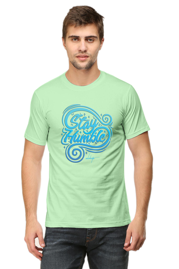 Stay Humble Gradient Blue Male Round Neck Half Sleeve Classic T-Shirt