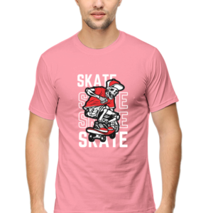 Skate Skeleton Male Round Neck Half Sleeve Classic T-Shirt