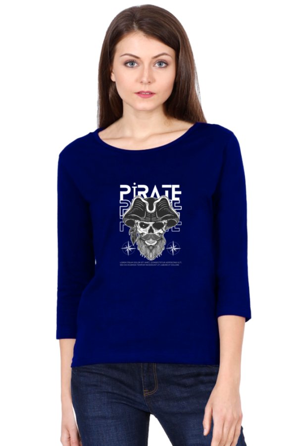 Pirate Female Round Neck Full Sleeve Classic T-Shirt