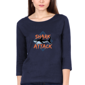 Shark Attack Female Round Neck Full Sleeve Classic T-Shirt
