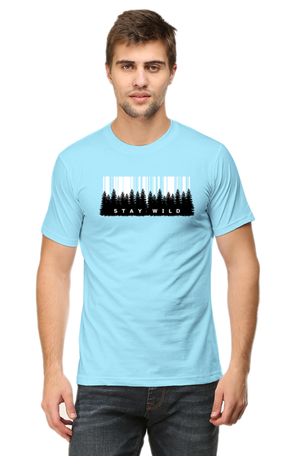 Stay Wild Forest Male Round Neck Half Sleeve Classic T-Shirt - Image 5