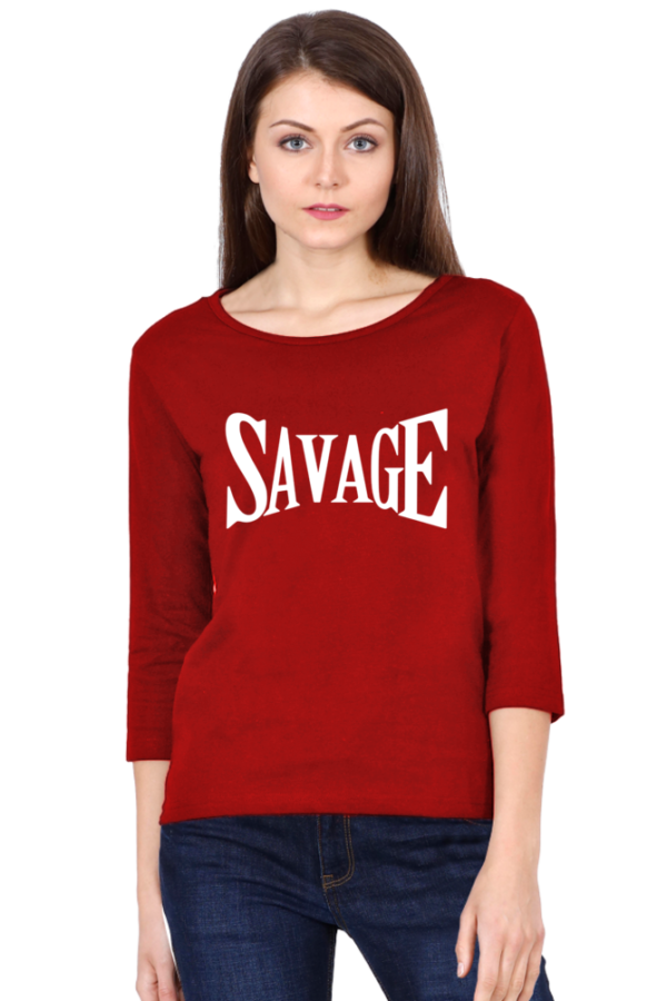 Savage Female Round Neck Full Sleeve Classic T-Shirt