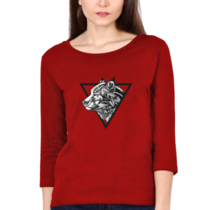 Triangular Angry Wolf Female Round Neck Full Sleeve Classic T-Shirt