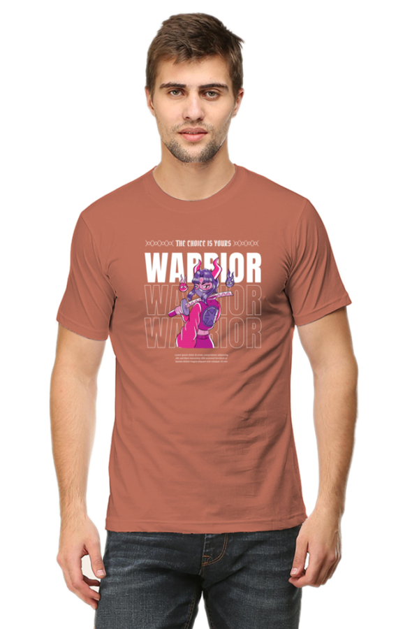 Warrior Girl Male Round Neck Half Sleeve Classic T-Shirt