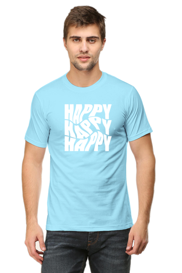 Happy Happy Happy Male Round Neck Half Sleeve Classic T-Shirt - Image 5