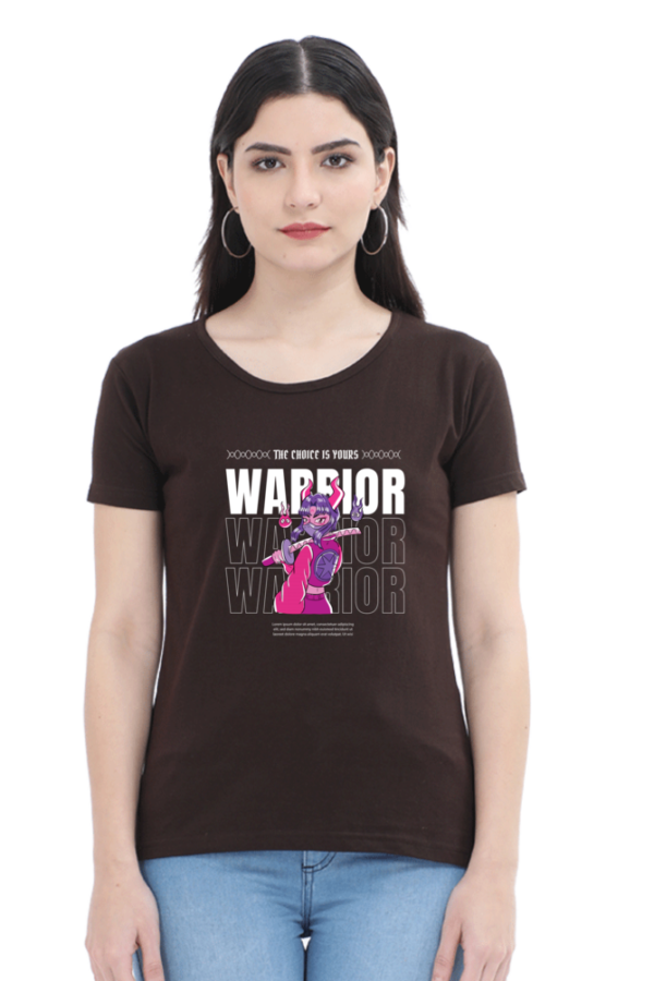Warrior Girl Female Round Neck Half Sleeve Classic T-Shirt - Image 2