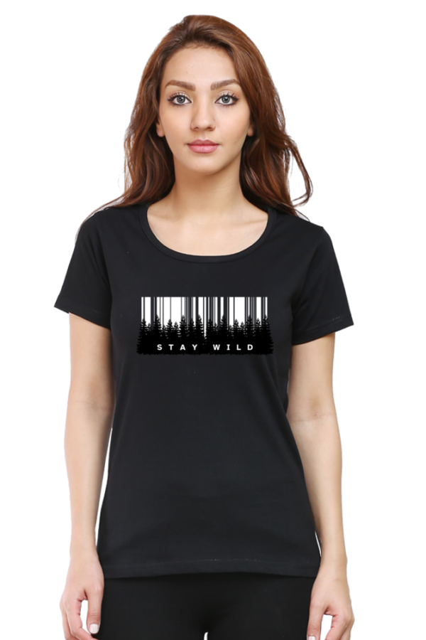 Stay Wild Forest Female Round Neck Half Sleeve Classic T-Shirt - Image 15