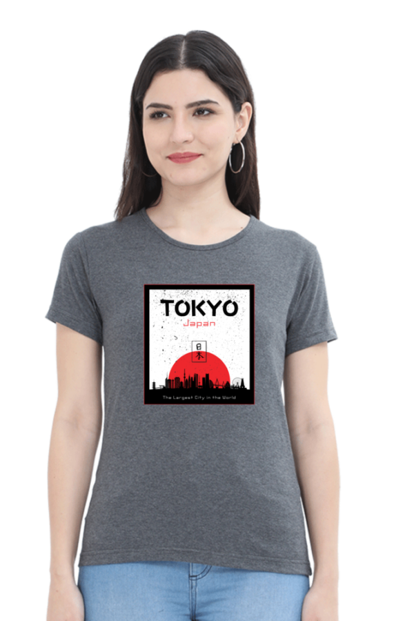 Tokyo Japan Female Round Neck Half Sleeve Classic T-Shirt - Image 5