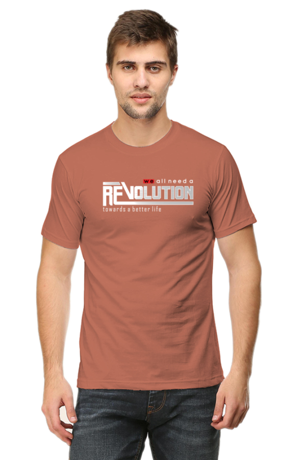 Revolution towards a better life Male Round Neck Half Sleeve Classic T-Shirt