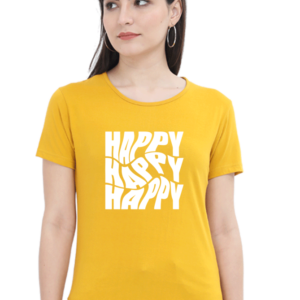 Happy Happy Happy Female Round Neck Half Sleeve Classic T-Shirt