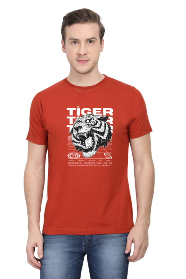 Angry Tiger Male Round Neck Half Sleeve Classic T-Shirt - Image 6