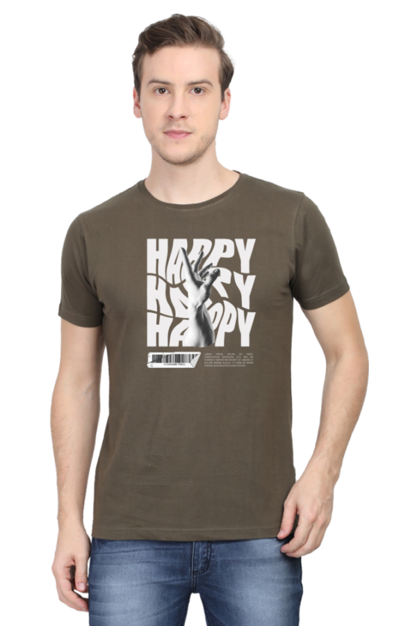 Happy Hand Male Round Neck Half Sleeve Classic T-Shirt