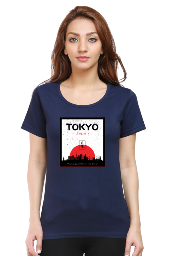 Tokyo Japan Female Round Neck Half Sleeve Classic T-Shirt - Image 6