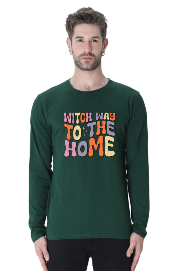 Witch Way To Home Male Round Neck Full Sleeve Classic T-Shirt - Image 2