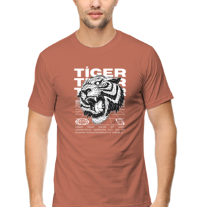 Angry Tiger Male Round Neck Half Sleeve Classic T-Shirt