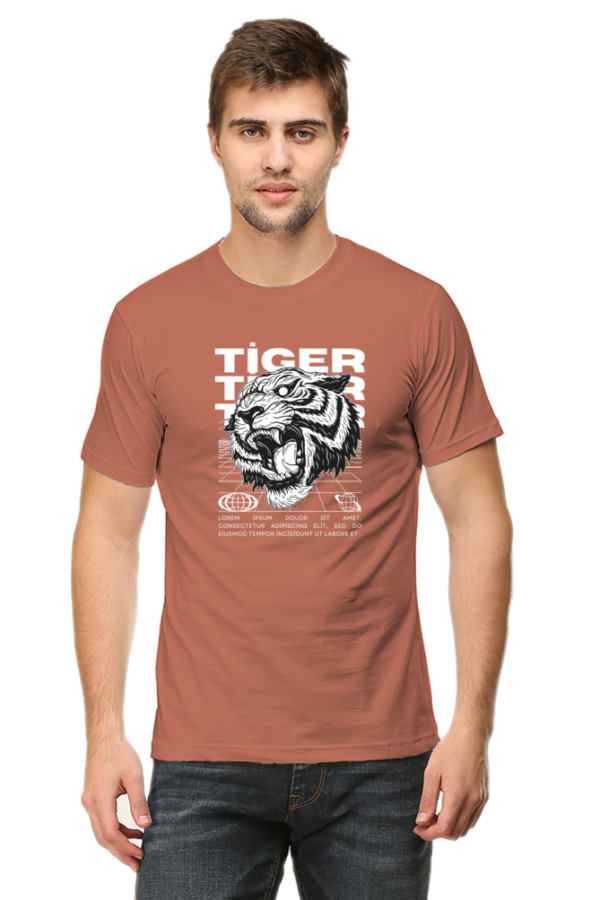 Angry Tiger Male Round Neck Half Sleeve Classic T-Shirt