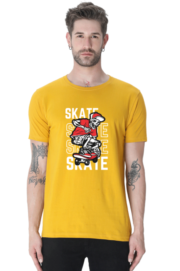 Skate Skeleton Male Round Neck Half Sleeve Classic T-Shirt - Image 2