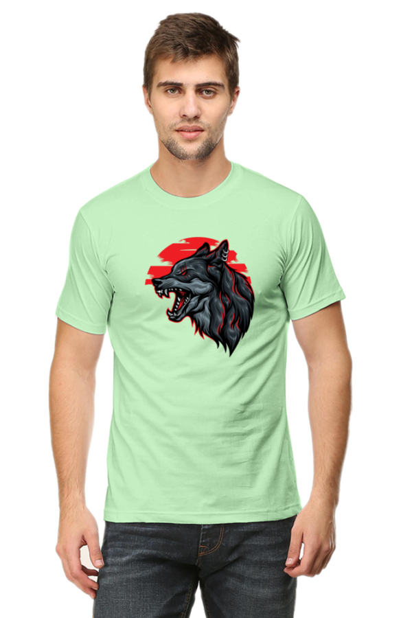 Dark Angry Wolf Male Round Neck Half Sleeve Classic T-Shirt