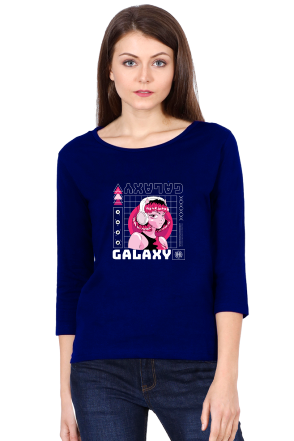 Galaxy Girl Female Round Neck Full Sleeve Classic T-Shirt