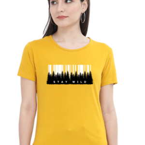 Stay Wild Forest Female Round Neck Half Sleeve Classic T-Shirt