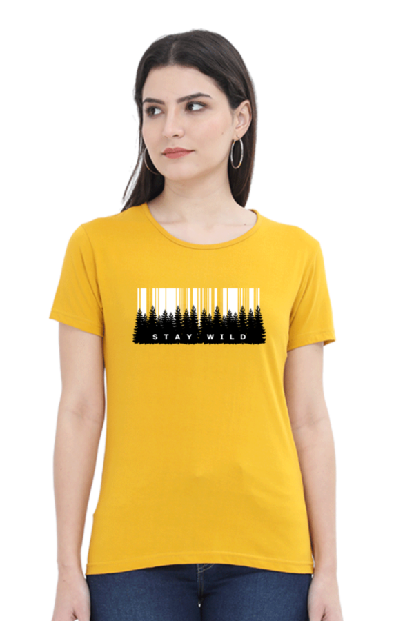 Stay Wild Forest Female Round Neck Half Sleeve Classic T-Shirt