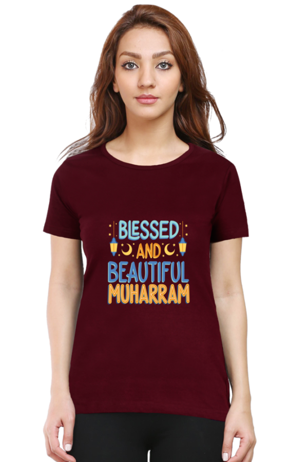Blessed And Beautiful Muharram Female Round Neck Half Sleeve Classic T-Shirt - Image 3
