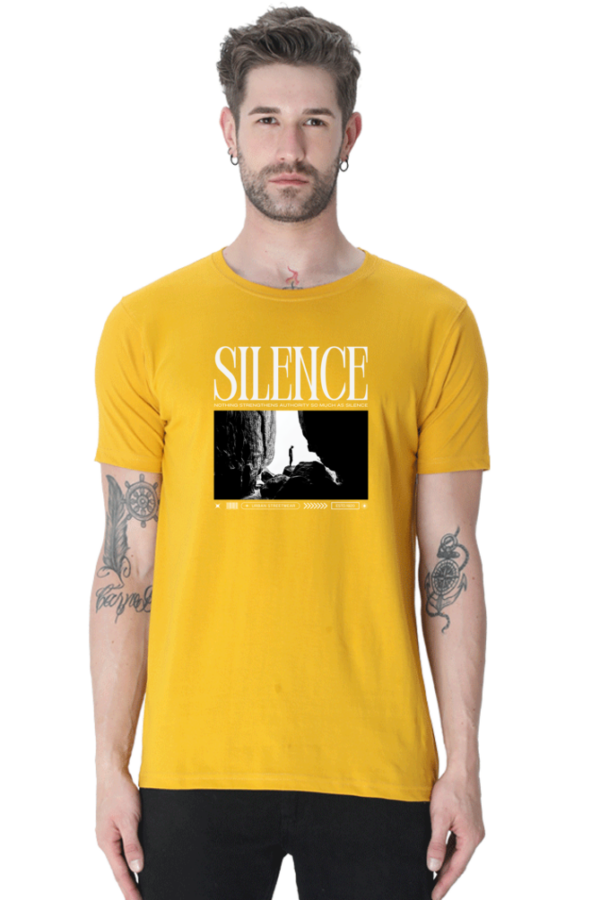 Silence Male Round Neck Half Sleeve Classic T-Shirt - Image 4
