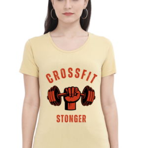 Crossfit Stonger Female Round Neck Half Sleeve Classic T-Shirt