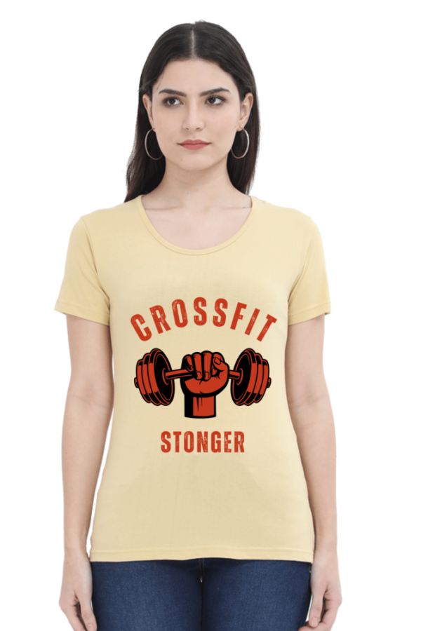 Crossfit Stonger Female Round Neck Half Sleeve Classic T-Shirt