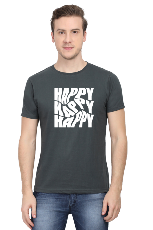 Happy Happy Happy Male Round Neck Half Sleeve Classic T-Shirt - Image 9