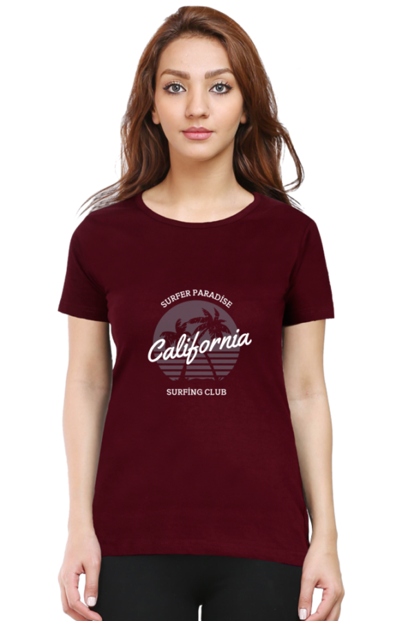 Surfer Paradise California Surfer Club Female Round Neck Half Sleeve Classic T-Shirt - Image 8