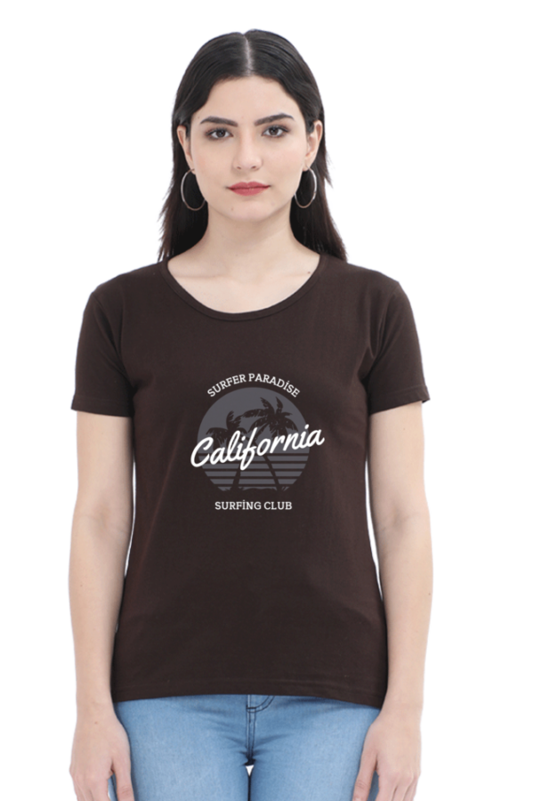 Surfer Paradise California Surfer Club Female Round Neck Half Sleeve Classic T-Shirt - Image 2