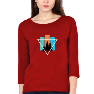 Trees Abstract Female Round Neck Full Sleeve Classic T-Shirt