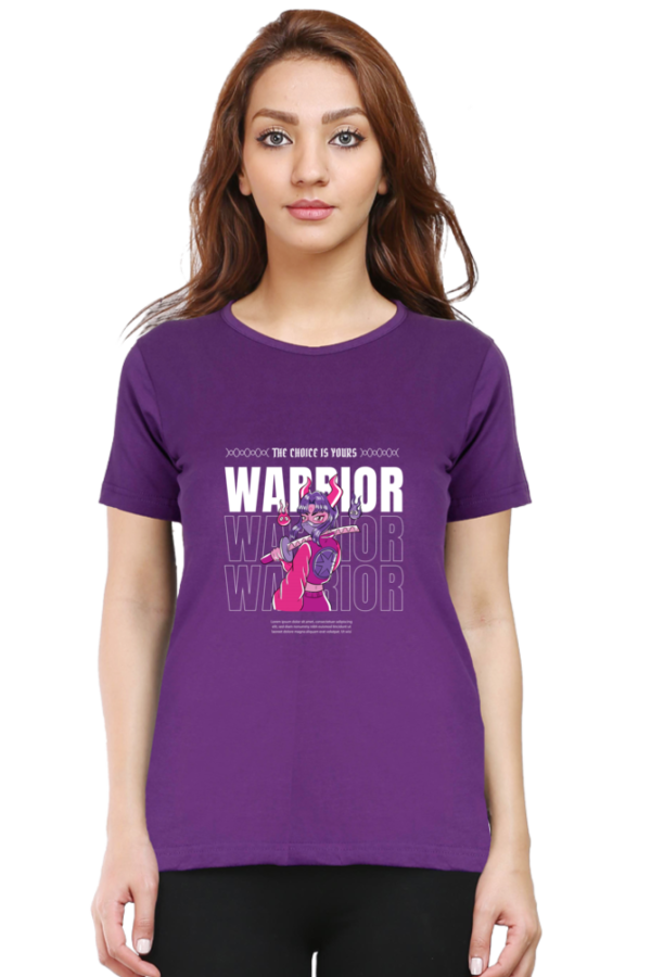 Warrior Girl Female Round Neck Half Sleeve Classic T-Shirt - Image 4