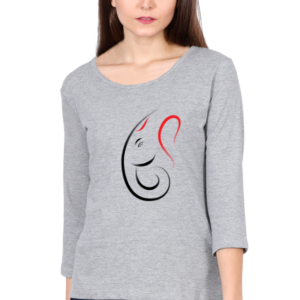 Lord Ganesha V4 Female Round Neck Full Sleeve Classic T-Shirt